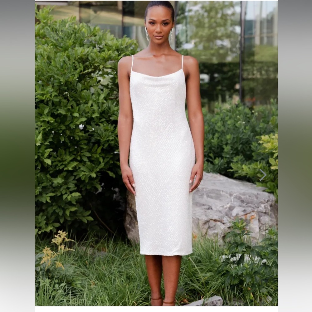 Jenny Yoo Sparkling White Midi Dress